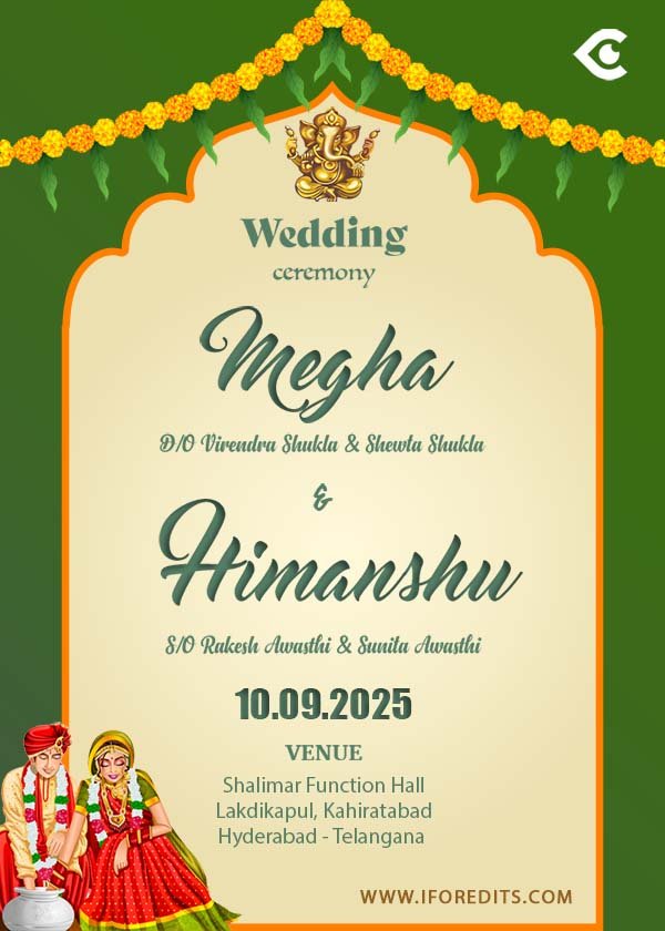 Hindu Wedding Invitation Card Template PSD