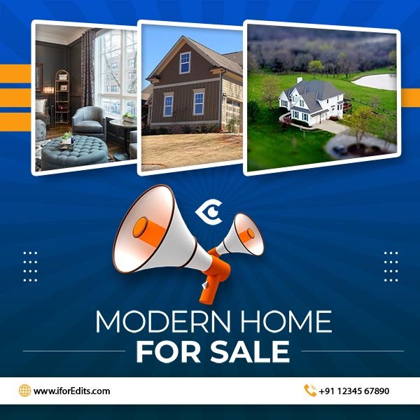 Modern home for sale with three preview photos