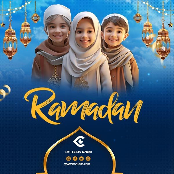 Ramadan greeting with lanterns and Arabic style design