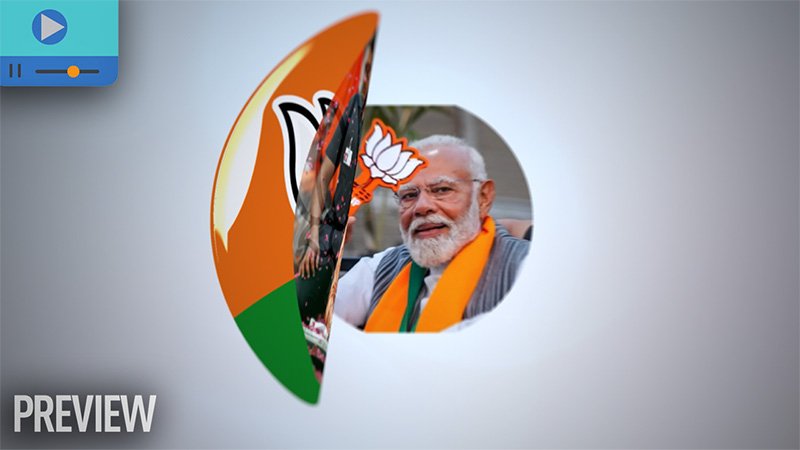 Narendra Modi with BJP logo in animated rotating intro design